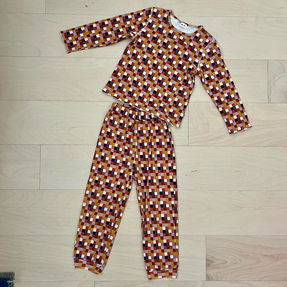 Oeuf Multicolor Checkered Kids Pajama Set